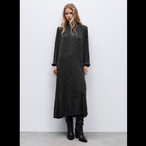 Zara | Dresses | Zara Knit Dress With Metallic Thread | Poshmark